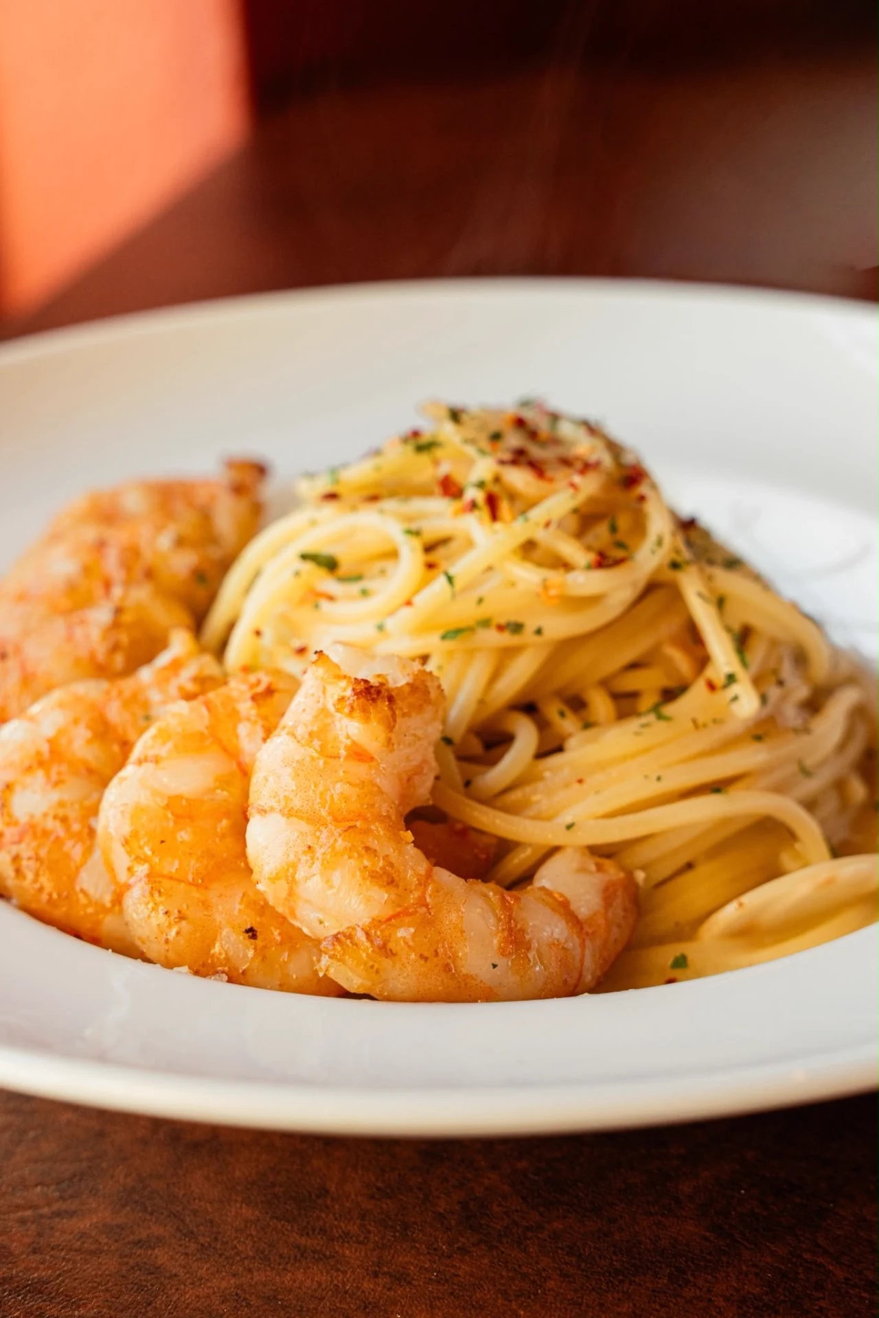 Spaghetti com Camarões